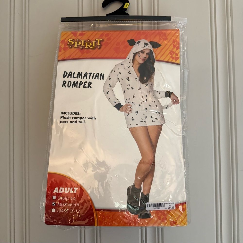 Spirit Halloween Costume- 101 Dalmatian Print Romper AND Bonus Accessories!